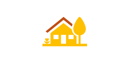 Home icon. The previous icons are more or less outline. This is warm solid colours.